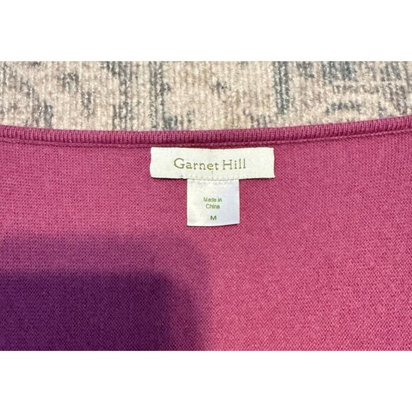 Garnet Hill Women's Wool Silk Blend Purple Sequins Sweater Medium Short Sleeves - Picture 3 of 8